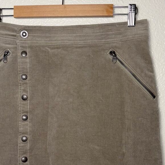 Kuhl Streamline Stretch Corduroy Mini Skirt Snap Front Women's Size 4 Tan - Picture 9 of 16
